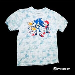 Sonic the Hedgehog Sonic Friends Boys Blue Tie Dye T-Shirt Size XXL (18)